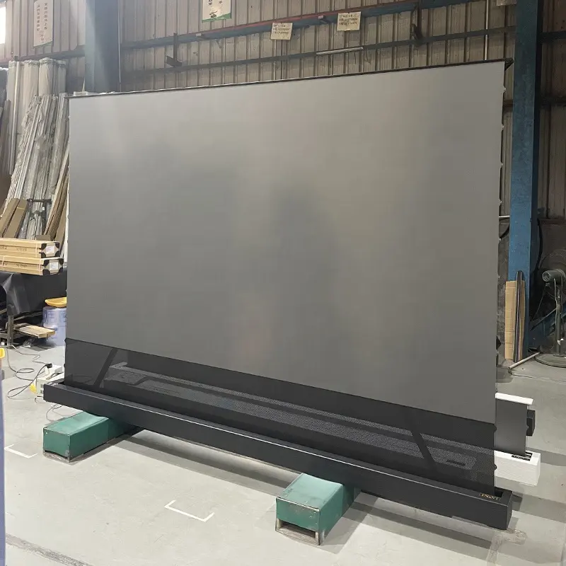 92-150Inch Gemotoriseerde Vloer Stijgende Projectiescherm 16:9 Spanning Cbsp T-Prisma Scherm Voor Korte Worp Projector Kast