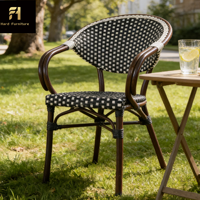 Chaise de jardin en rotin confortable de haute qualité, empilable, pour terrasse, café, jardin, usage commercial extérieur