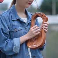 Lyre à cordes en bois Walter.t à 7 cordes, cordes métalliques, bois de palissandre massif, instrument à cordes avec sac de transport WH04