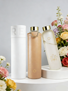 Garrafa de Água de Vidro Borossilicato Fosco Ecológica e Livre de BPA, Presente para Esportes, <span class=keywords><strong>Shaker</strong></span> de Proteína com Tampa - Product Image 1