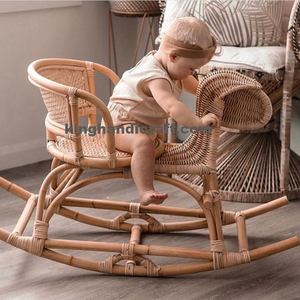 Kursi goyang hewan rotan buatan tangan untuk balita dan anak-anak, kursi Rocker bayi ramah lingkungan di kuda gajah atau bentuk kelinci - Product Image 3