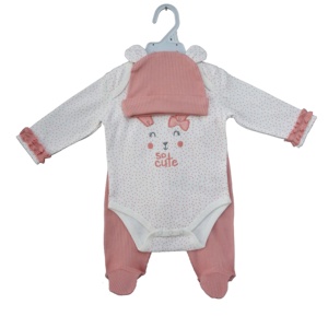 2023 nuovi prodotti <span class=keywords><strong>per</strong></span> bambini set di vestiti <span class=keywords><strong>per</strong></span> neonati appena nati 03 mesi <span class=keywords><strong>per</strong></span> ragazze pagliaccetti a maniche lunghe cappello carino pantalone morbido 3 in uno - Product Image 1