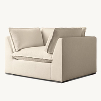 Amerikanisches RH-Style Modernes Holzrahmen-Sofa-Set mit Schwammfüllung und Stoffbezug, Costera 2-Sitzer Chesterfield Luxus Gebogenes Wohnzimmer-Sofa