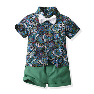 Pantalones cortos florales para niños, camiseta + monos, ropa informal de verano de dos piezas, traje colorido de playa para niños de 6 años - Product Image 5