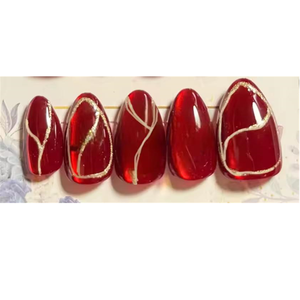 XS/S/M 30 pièces verre oeil de chat dorure ongles conseils couverture complète <span class=keywords><strong>courte</strong></span> forme d'amande brillant <span class=keywords><strong>rouge</strong></span> ongles artificiels conseils presse sur ongles fournisseur - Product Image 1