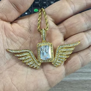 Liontin Sayap Malaikat Warna-warni SN280 Berlapis Emas dengan Rantai Tali Hip Hop dari Baja Anti Karat, Perhiasan Unisex, Hadiah Pesta - Product Image 4