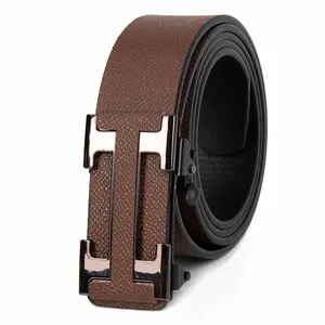PU Belt Automatic Buckle Men's Leather Belt For Men Designer Customized Length Business Belt Leather Men