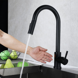 आधुनिक एकल-होल रसोई नल स्टेनलेस स्टील के नल से बाहर निकाला गया रसोई सिंक स्वचालित स्मार्ट इलेक्ट्रॉनिक नल - Product Image 5