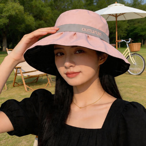 Sombrero de Pescador Oumanie, Negro, de Algodón, con Protección UV, Ala Ancha, Plegable, para Exteriores, Sombrero para el Sol para Mujer - Product Image 2