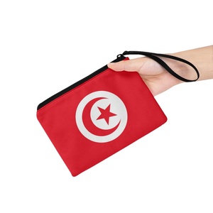Pochette zippée personnalisée avec drapeau de la <span class=keywords><strong>Tunisie</strong></span>, sac à main, porte-monnaie, sac portable pour femmes et hommes, cadeau à bas prix, vente en gros d'usine - Product Image 3