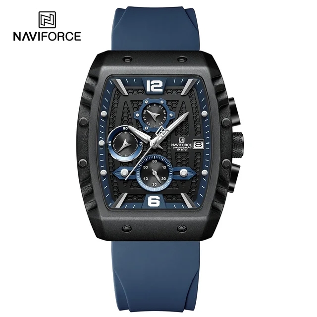 NAVIFORCE Original Men Watch Sport Calendar Wristwatch  Chronograph Rubber Quartz Male Clock Gift 8025