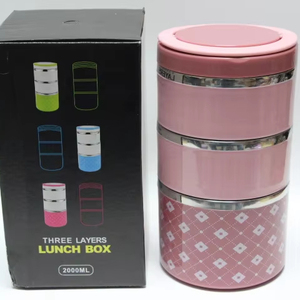 Phong cách nhỏ gọn 304 thép không gỉ ba tầng Bento Hộp Ăn Trưa tươi mát bảo quản 0-1l Công suất thực phẩm chức năng carton - Product Image 4