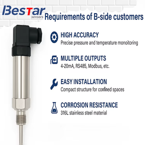温度と圧力トランスミッタを組み合わせた0-60Mpa RS485 4-20mA -20-250 ℃ 温度と圧力センサー - Product Image 5