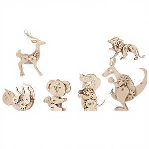 Jouets éducatifs pour enfants, <span class=keywords><strong>recherche</strong></span> éducative transfrontalière, éducation préscolaire, bricolage, puzzle en bois 3D fait main, animal, déballé - Product Image 1