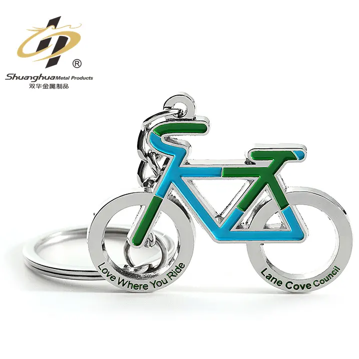 Factory Custom Key Chain 3d Mountain Bike Design Sport Key Chain Metal Zinc Alloy Soft Enamel Personalized Key Rings
