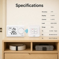 Kit de thermostat sans fil non programmable en gros avec portée de 100 m et récepteur 6(2)A 230V pour système de contrôle de chaudière domestique