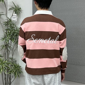 T-shirt <span class=keywords><strong>Polo</strong></span> da <span class=keywords><strong>uomo</strong></span> ricamata con Logo personalizzato a righe stile Street Vintage YITE a maniche lunghe oversize da <span class=keywords><strong>uomo</strong></span> - Product Image 5