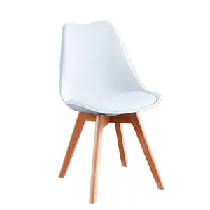 Vendita calda tulip soild wood sedie da soggiorno mobili per la casa sedia da pranzo in faggio PP PU back cafe sedia in plastica