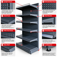 Étagère murale simple face robuste pour supermarché, présentoir de magasin de détail, étagère murale réglable pour épicerie