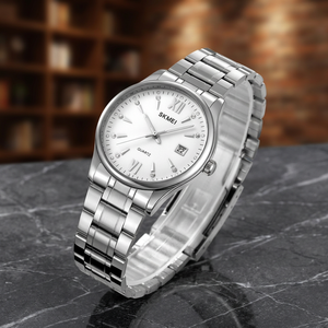 Montre à quartz personnalisée avec votre propre logo SKMEI 2158, mouvement SEIKO de luxe, boîtier en alliage d'acier inoxydable de 20 mm, verre, aiguilles, dernière collection - Product Image 3