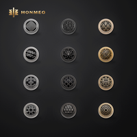 Bouton Thobe HONMEO personnalisé avec logo, en alliage de zinc, bouton pression de 12 mm, bord torsadé, finition or et argent, bouton en métal