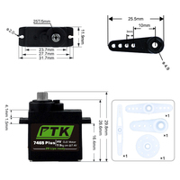 Servomoteur numérique sans noyau PTK 7465 Plus MG 9g, couple élevé 180° 1/8 HV 7,5 kg, engrenage métallique, pour voiture RC, robot, télécommande