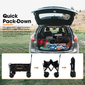 SAN HIMA 耐荷重100kg アウトドア ガーデン ビーチ トロリー 釣り用 折りたたみ式 キャンプカート ワゴン ポータブル 折り畳み式 荷物カート - Product Image 6