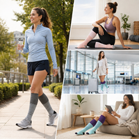 Chaussettes de compression rayées mi-hautes pour le sport, course à pied, cyclisme, fitness, logo personnalisé OEM pris en charge