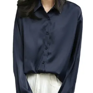 Camicette per il tempo libero a maniche lunghe morbide ed <span class=keywords><strong>eleganti</strong></span> da donna 3XL top Casual in tinta unita taglie forti - Product Image 1