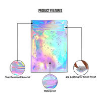 Sacs refermables holographiques laser en gros, sacs en plastique anti-humidité auto-scellants en aluminium pour emballage de bijoux et bonbons
