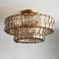 Lámpara de techo principal para sala de estar americana, restaurante antiguo, dormitorio, candelabro de cristal transparente o de humo de gama alta francés de lujo