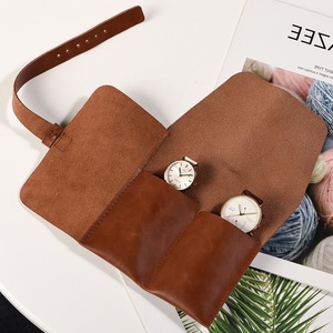 Marque Designer De Luxe Vintage En Cuir Pliable 2 Poches Montre Pochette Portable Voyage Montre Rouleau Durable Unisexe Personnalisé - Product Image 1