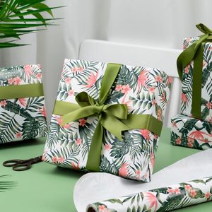 Palm Leaves Wrapping Paper Roll 47.23 Square Feet Hawaiian Tropical Floral Gift <b>Wrap</b> For Birthday Valentines Mothers Day - Product Image 3