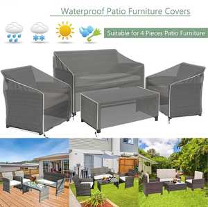 الهندباء الباحة الأثاث يغطي 4 قطعة ، للماء في الهواء الطلق الجدول كرسي يغطي ، مجموعة أريكة خارجية يغطي-رمادي - Product Image 4