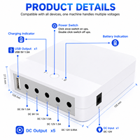 Mini UPS WGP de 18W con Batería de Respaldo de Iones de Litio 21700 de 13200mAh, 6 Puertos de Salida Múltiple 5V 9V 12V 19V para Router, Módem, ONU