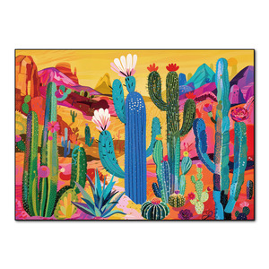 Puzzle néon Cactus du désert, puzzle artistique paysager tropical bohème avec succulentes, avec lettres au dos, jouet anti-stress pour adultes - Product Image 1