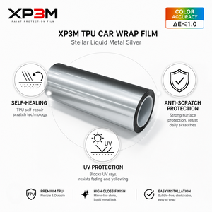 Film de protection de voiture XP3M Liquid Metal Star Silver, vinyle TPU brillant effet métal liquide, 7,5 mil, auto-réparant, anti-rayures, anti-jaunissement - Product Image 1