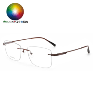 Étui à lunettes carré sans monture unisexe, marque de mode, alliage, transparent, lunettes optiques sur ordonnance <span class=keywords><strong>avec</strong></span> livraison rapide - Product Image 1