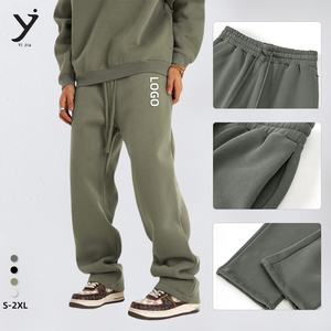 Invierno otoño jóvenes Jogger pantalones con cintura elástica cremallera oculta suelta polar recto tejido hasta la rodilla cómodo elegante - Product Image 1