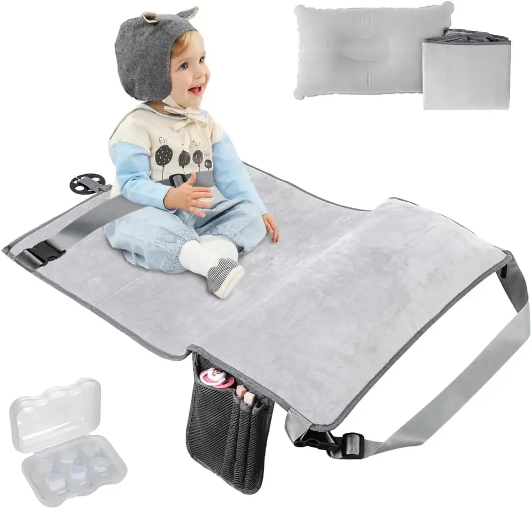 Trẻ em máy bay ghế Extender với gối bơm hơi máy bay chân phần còn lại di động Toddler máy bay du lịch giường