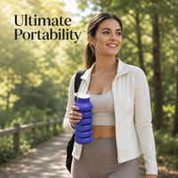 Bouteille d'eau pliable en silicone avec votre logo, anti-fuite, sans BPA, pour le sport et les voyages, OEM ODM