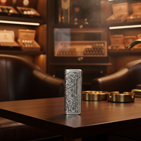 JIFENG JF-T315 Briquet et coupe-cigare 2-en-1 classique en alliage de zinc, finition argent antique, portable, avec boîte cadeau