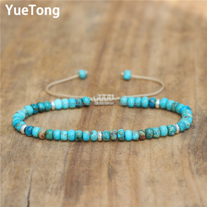 El yapımı 2x4mm Rondelle emperyal Jasper boncuk Dainty bilezik ayarlanabilir şifa enerji taş takı kadınlar için toptan - Product Image 3