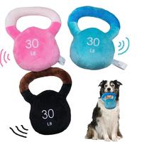 Vente en gros de peluches durables de luxe jouet Kettlebell pour chien jouets sonores en coton pour animaux de compagnie avec accessoires de forme d'haltérophilie