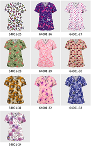 Medical Stretch <strong>Scrubs</strong> Women Men Salon Uniform Lightweight Printed <strong>Scrub</strong> <strong>Tops</strong> Spot Wholesale Custom Brand Customize Patterns - Product Image 6