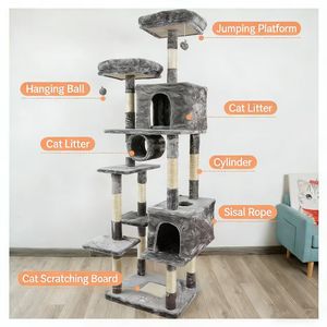 Cat <b>Scratching</b> <b>Post</b> for the Wall Big Large Cat Tower Wooden Cat Tree House - Product Image 1