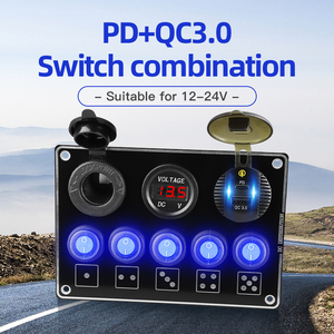 12V 24V 5 Gang Rocker Chuyển 2 Xe Sạc USB C Điều Khiển Ô Tô Caravan Camper Marine Thuyền Không Thấm Nước RV Chuyển Đổi Bảng Điều Chỉnh - Product Image 4