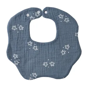 Babero de muselina para bebé, personalizado, 6 capas, 100% algodón, Unisex, 360, Bandana redonda