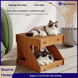 Arranhador para Gatos Casa para Gatos Papelão Ondulado Dupla Camada Grande Resistente a Arranhões Material Reciclável para Autoentretenimento - Product Image 2