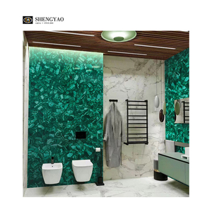 Lastre di marmo verde <span class=keywords><strong>Malachite</strong></span> di pietra semipreziosa lucidata della decorazione della Villa di lusso - Product Image 5